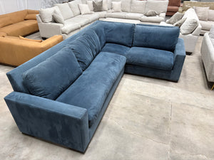 2- Pc Blue Velvet Sectional