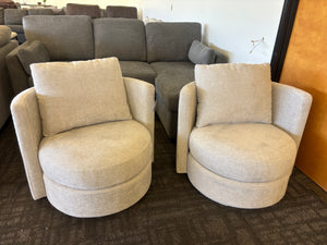 Davos Gray Fabric Swivel Chair Set