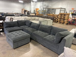 Tisdale 6-Piece Gray Fabric Sectional