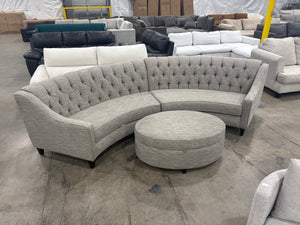 Curved Tufted Sectional w/ Ottoman