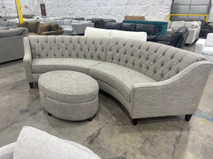 Curved Tufted Sectional w/ Ottoman