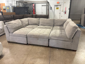 Tisdale 6-Piece Light Gray Fabric Sectional
