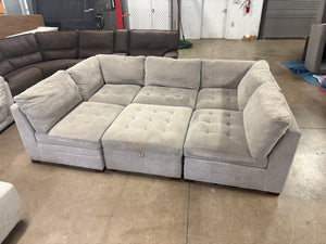 Tisdale 6-Piece Light Gray Fabric Sectional