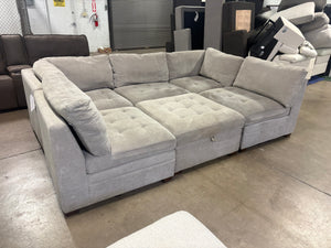 Tisdale 6-Piece Light Gray Fabric Sectional