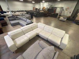 White Leather Power Reclining Sectional
