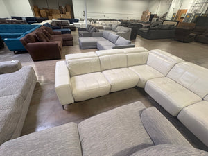 White Leather Power Reclining Sectional