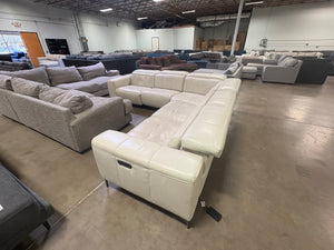 White Leather Power Reclining Sectional