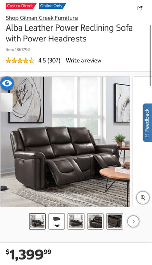 Alba Leather Power Sofa