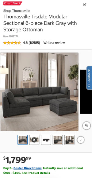 Tisdale 6-Piece Fabric Sectional Gray