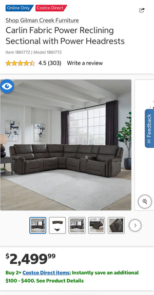 Carlin Fabric Power Sectional