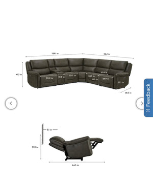 Carlin Fabric Power Sectional