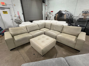 Teagan 6-Piece Leather Tan Sectional