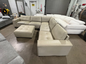 Teagan 6-Piece Leather Tan Sectional