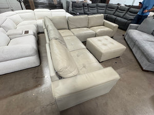 Teagan 6-Piece Leather Tan Sectional