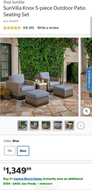 Knox 5-Piece Blue Outdoor Seating Set