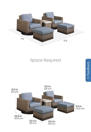 Knox 5-Piece Blue Outdoor Seating Set