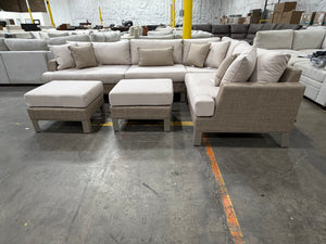 Modern Outdoor Sling 6-Piece Beige Sectional