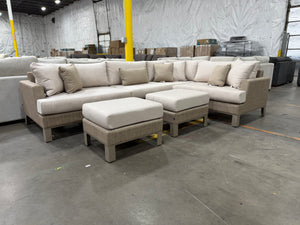 Modern Outdoor Sling 6-Piece Beige Sectional
