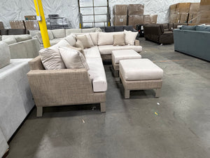 Modern Outdoor Sling 6-Piece Beige Sectional