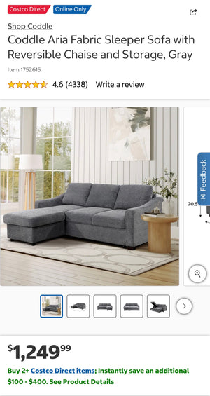 Aria Gray Sofa Chaise