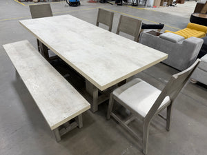 Modern 94" Table with 4 chairs and Bench