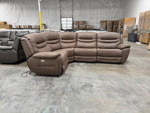 Brown Leather Recliner Sectional