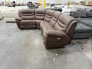 Brown Leather Recliner Sectional