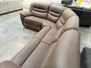 Brown Leather Recliner Sectional