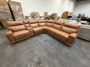 Lauretta Brown Leather Power Sectional