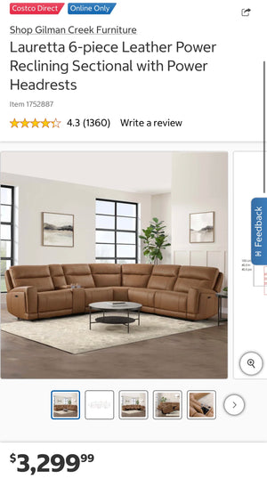 Lauretta Brown Leather Power Sectional