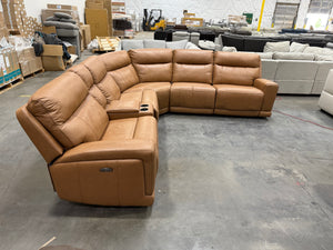 Lauretta Brown Leather Power Sectional