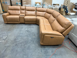 Lauretta Brown Leather Power Sectional