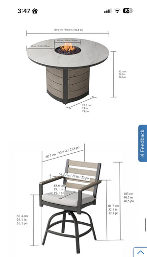 Nicolet 7-Piece High-Fire Outdoor Dining Set