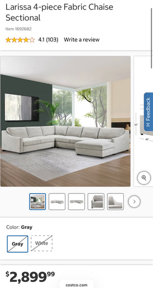 Larissa 4-piece Fabric Chaise Sectional