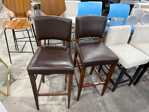 Dark Brown Leather Bar Stools