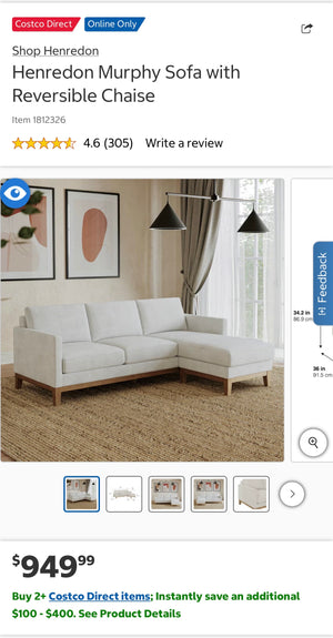 Henredon Murphy Sofa with Reversible Chaise