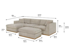 Henredon Caley Reversible Sofa Chaise with Ottoman