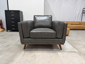 Positano Gray Leather MCM Accent Chair