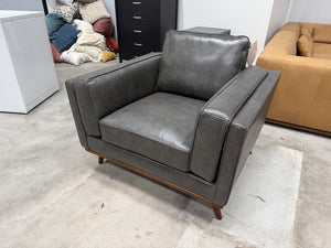 Positano Gray Leather MCM Accent Chair