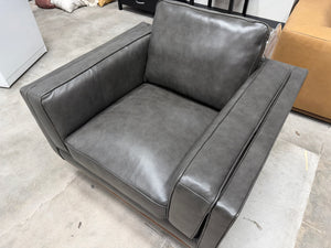 Positano Gray Leather MCM Accent Chair
