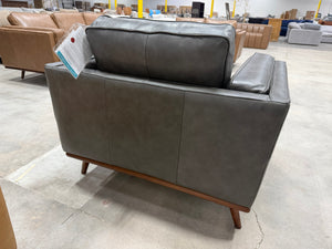 Positano Gray Leather MCM Accent Chair