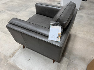 Positano Gray Leather MCM Accent Chair