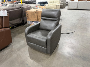 Grey Leather Glider Recliner Chair
