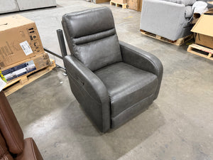 Grey Leather Glider Recliner Chair