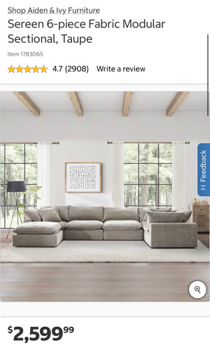Sereen 8-piece Fabric Modular Sectional, Taupe