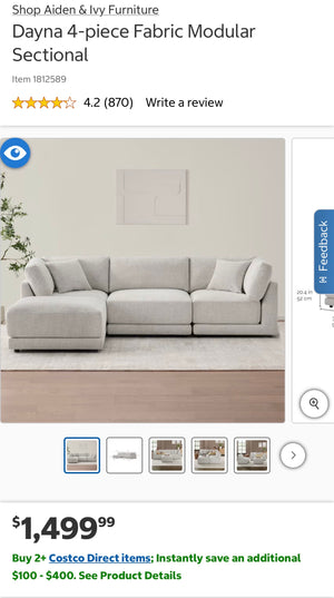 Dayna 4-piece Fabric Modular Sectional