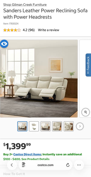 Sanders Leather Power Reclining Sofa