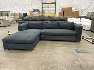 Denim Blue Chaise Sectional w/ Reversible Ottoman