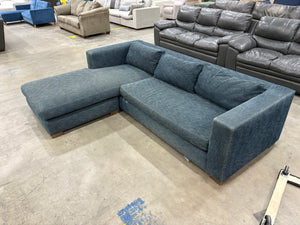 Denim Blue Chaise Sectional w/ Reversible Ottoman