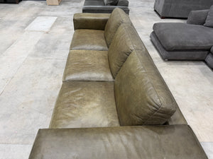 Scandinavian Designs Dean Leather Grand Sofa Olive